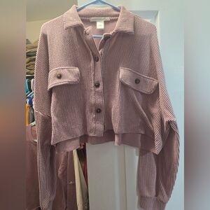 Altar'd State Dusty Rose Cropped Chunky Knit Shacket